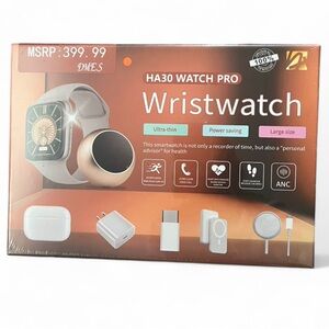 DMES HA30 Watch Pro Smartwatch Gold Case Gray Band Heart Rate Voice Call